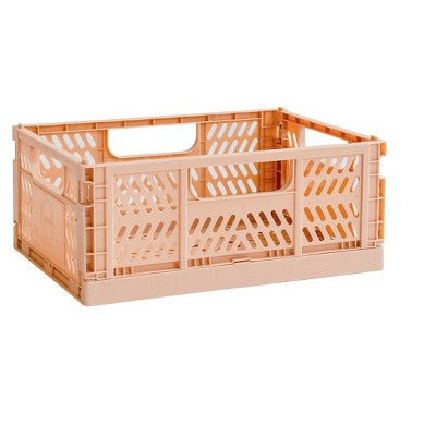 3 Sprouts Rectangular Recycled Plastic Foldable Crate (Medium Size) - Clay