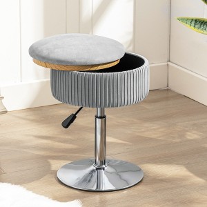 Arceso 360° Swivel Vanity Stool, Faux Leather with Storage, Height Adjustable Stool for Bathroom & Living Room - 1 of 4