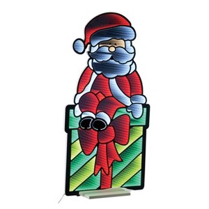 Santa on Package Ekkolight 47-Inch Acrylic Lighted Figure – Festive UL Plug Christmas Decor by Melrose - 1 of 4