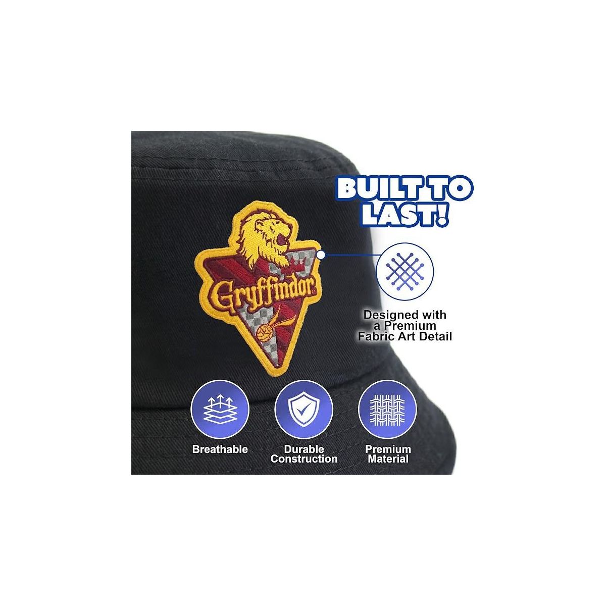 Gryffindor Bucket Hat for Kids - Officially Licensed Harry Potter Bucket Hat, Beach Hat, Sun Hat 4-14 Black, Grey, White and Red - thumbnail 3