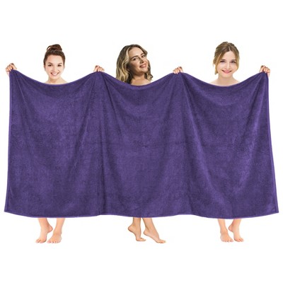 American Soft Linen 100% Cotton Oversized Bath Sheet, 40 in by 80 in Bath Towel Sheet, Purple