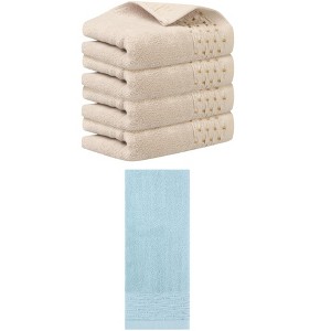 REGALWOVEN 5 Pack Embroidery Pattern Cotton Hand Towels Set Bathroom, Kitchen 14" x 30" - 1 of 4