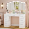 USIKEY 43.3" Vanity Desk with Large Lighted Mirror, Makeup Vanity Table with 7 Drawers & 10 Lights Bulbs, 3 Lighting Colors - 3 of 4