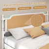 PDTEND Platform Bed Frame with Natural Rattan Headboard & Footboard – Bohemian Mid-Century Design, Solid Pine Wood - 4 of 4