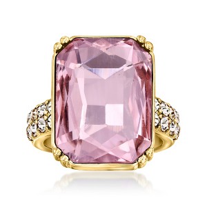 Ross-Simons 14kt Yellow Gold-Plated Ring With Simulated Pink Gemstone and .81 ct. t.w. Czs - 1 of 4