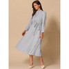 Allegra K Women's Long Sleeve Mock Neck A-Line Flowy Midi Pleated Shirt Dress - 4 of 4