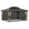 Outsunny 11x15 Hardtop Gazebo with Aluminum Frame, Polycarbonate Gazebo Canopy with Ceiling Hooks, Curtains and Netting, Beige - 4 of 4