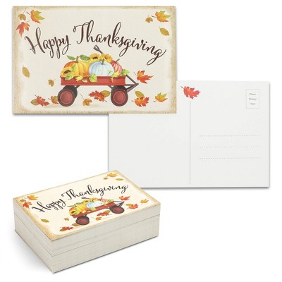 96-Pack Happy Thanksgiving Postcards in Fall & Pumpkin Design, 4x6 inches