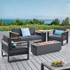 Christopher Knight Home Ostrander 4-Seater Outdoor Aluminum Chat Set with Fire Pit Table, Black/Dark Gray - 2 of 4