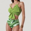 Anna-Kaci Swim Women's Knot Front Bikini Top and High Waist Abstract Print Bottom Two-Piece Swimsuit - 3 of 4
