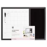 U Brands 17''x 23'' Wood Frame Dry Erase Calendar and Letter Board Combo Black