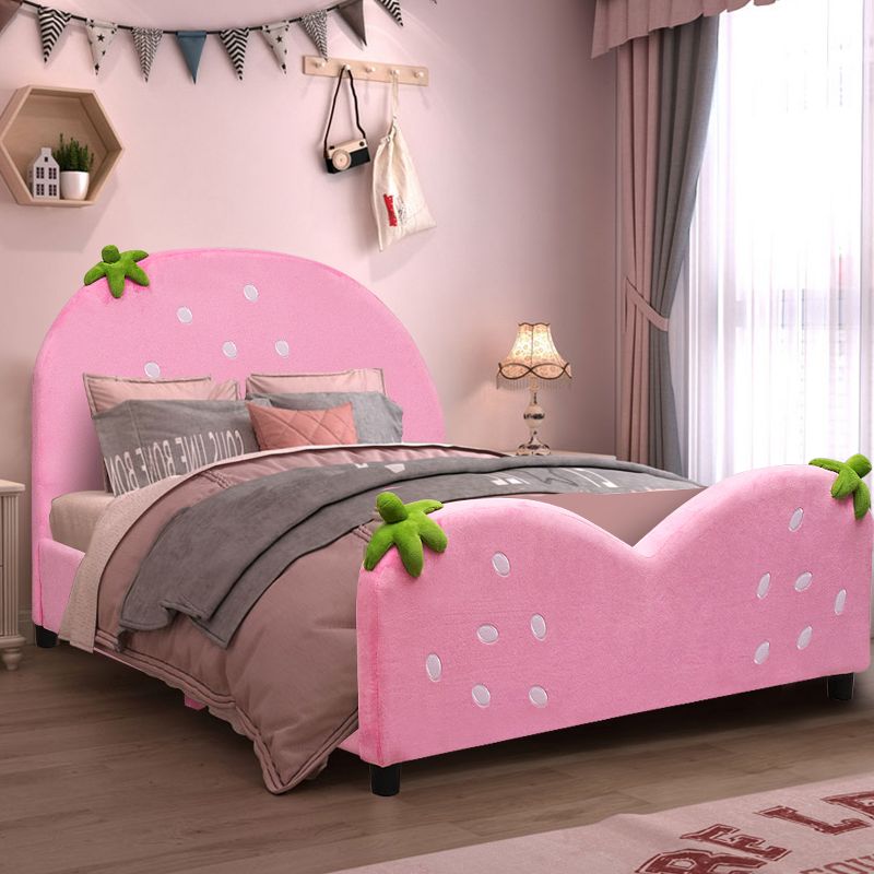 Costway Kids Children Upholstered Platform Toddler Bed Bedroom Furniture Berry Pattern, 4 of 10