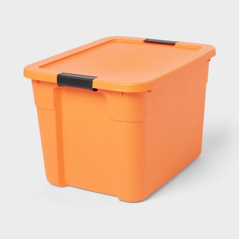 20gal Latching Storage Tote Orange Brightroom Portable Stackable Utility Bin With Lid 20 Gallon Capacity Target