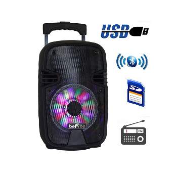 beFree Sound 8 Inch 400 Watts Bluetooth Portable Party Speaker with Reactive Lights
