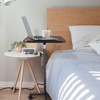 Karl Home Adjustable Bedside Table MDF/Iron/4 Wheels With Brake, Dark Wood Grain Color - 4 of 4