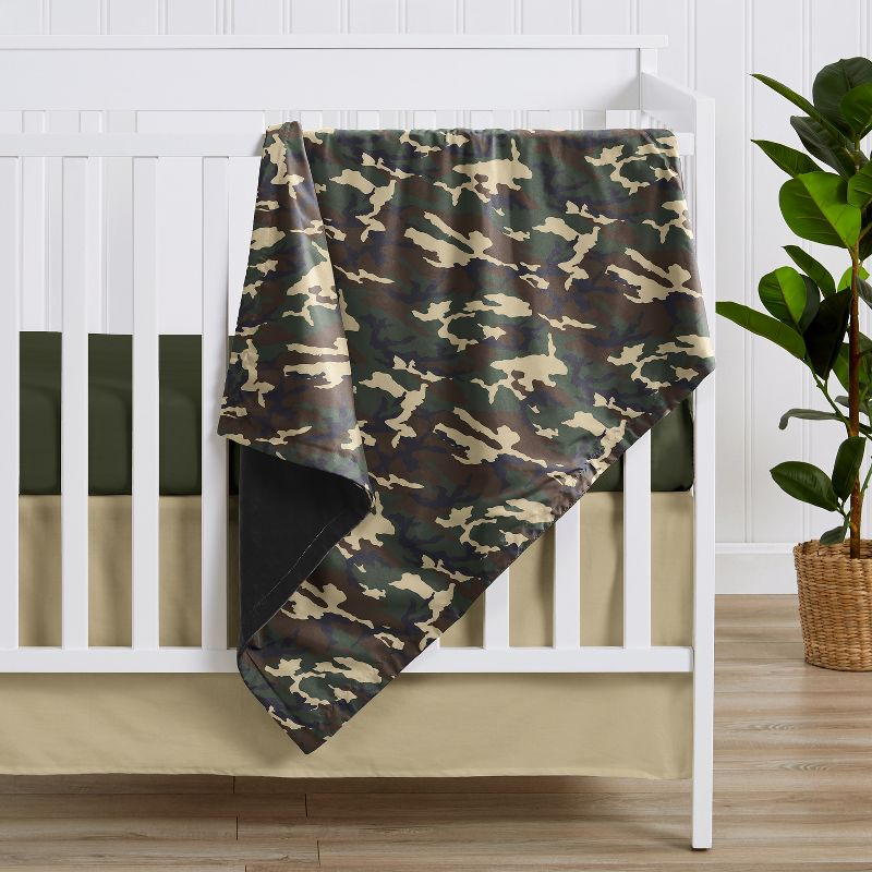 Sweet Jojo Designs Boy Baby Security Blanket Woodland Camo Green Black and Brown, 3 of 7