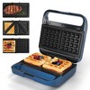 Heynemo 3 in 1 Sandwich Maker, Electric Waffle Maker with Removable Non-stick Plates, 850W Panini Press Grill with Glass Top, Cool Touch Handle, Blue - 2 of 4