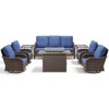 Buenhomino Patio Furniture with Fire Pit, Wicker Outdoor Couch and Swivel Rocking Chairs, Propane Fire Pit Conversation Set - 2 of 4
