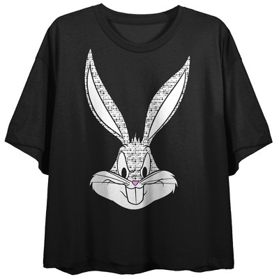 Looney Tunes Bugs Bunny Neck Sleeve Women\'s Top-small Crew Attitude Crop Black Hare : Short Target No