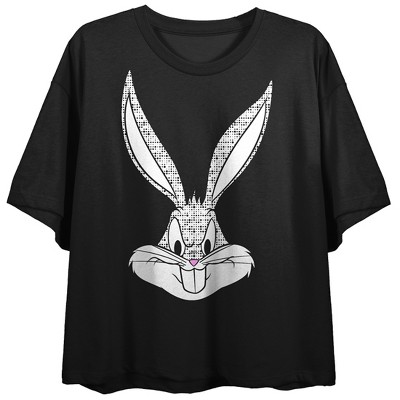 Sleeve Hare Bunny Black Neck Bugs Short Crop Attitude : Looney Women\'s Tunes Target No Crew Top-small