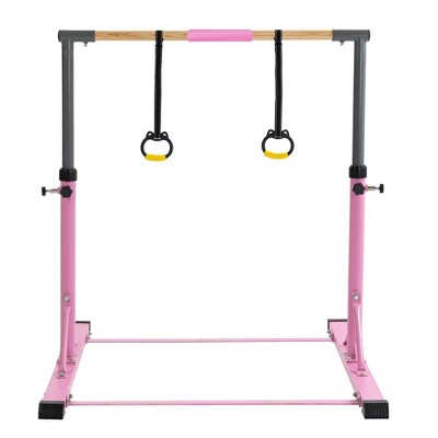 Gymnastics Kip Bar for Kids with Rings, 35.4'' - 59'' Adjustable Height Gymnastic Horizontal Training Bar, Gym Equipment For Home Training Exercise