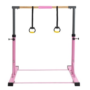 Gymnastics Kip Bar for Kids with Rings, 35.4'' - 59'' Adjustable Height Gymnastic Horizontal Training Bar, Gym Equipment For Home Training Exercise - 1 of 4