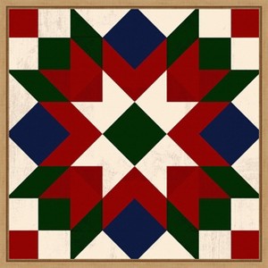 Amanti Art Christmas Barn Quilt IV by Victoria Barnes Framed Canvas Wall Art - 1 of 4