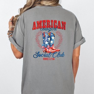 Simply Sage Market American Cowgirl Social Club Front And Back Garment Dyed Tee - 1 of 4