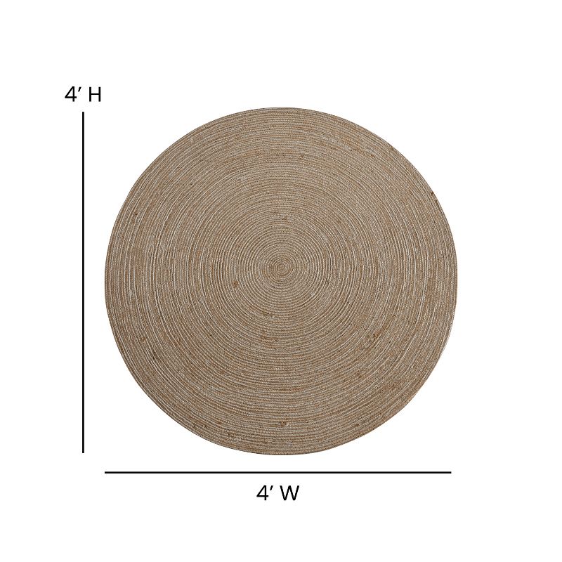 Emma and Oliver Round Braided Design Natural Jute and Polyester Blend Indoor Area Rug - 4 Foot, 5 of 8