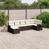 vidaXL 7 Piece Patio Sofa Set with Cushions Brown and Cream - Without Storage - 7 Items - 2 of 4