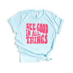 Simply Sage Market Women's See Good In All Things Wavy Short Sleeve Graphic Tee - 1 of 2