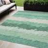 Sage Green And Ivory Striped Washable Indoor Outdoor Area Rug - 2 of 4