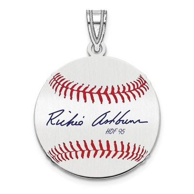 Black Bow Jewelry Sterling Silver Richie Ashburn Signature SM Enamel Baseball Pendant