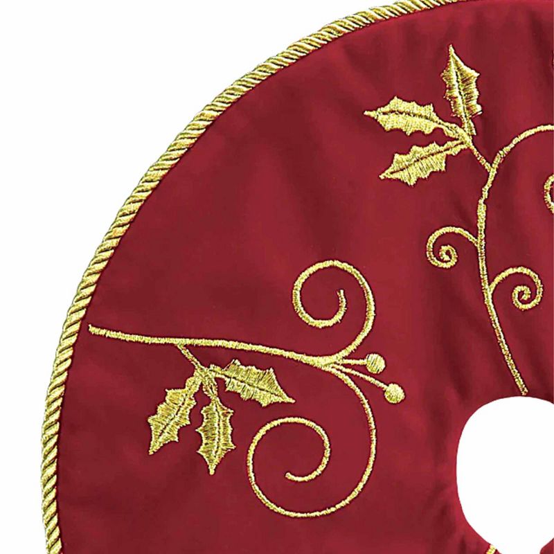 Old World Christmas 12.0 Inch Mini Ornate Tree Skirt Embroidery Gold Cord Trim Tree Skirts, 2 of 4