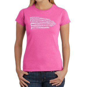 LA Pop Art Women's Word Art T-Shirt - Pledge of Allegiance Flag - 1 of 4