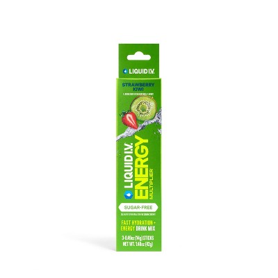Liquid I.V. Sugar Free Energy Multiplier - Strawberry Kiwi - 3ct: Powdered Electrolyte Drinks, Caffeinated
