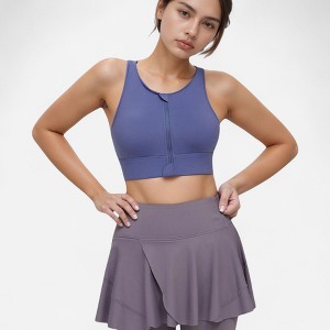 Anna-Kaci Active Women's Front Zip Sports Crop Top with Scoop Neck and Wide Straps for Support - 1 of 4