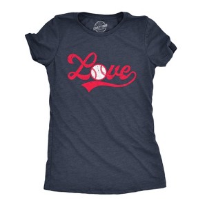 Womens Love Baseball Script T Shirt Cute Summer Sports Tee - Crazy Dog Women's T Shirt - 1 of 4