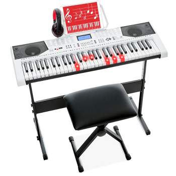 Best Choice Products 61-Key Beginners Complete Electronic Keyboard Piano Set w/ LCD Screen, Lighted Keys