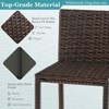 Tangkula 3PCS Wicker Bar Set Height Table 2 Stools w/3 Rows Stemware Racks Garden Patio - 3 of 4