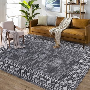 TROPOW Washable Large Area Rugs Modern Bordered Floor Mats Non-Slip Stain Resistant Farmhouse Floor Cover Carpet - 1 of 4