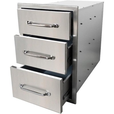 Kitchen Drawer, 3-Layers Stainless Steel 18"x23"x23" Enclosed Built-In Flush Mount Outdoor Kitchen Access Drawer, BBQ Island for Outdoor Kitchens