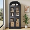 Arched Bookshelf with Doors and Drawers Farmhouse Bookcase Display Storage Shelves 71.4in Tall Display Cabinet Rounded Bookcases - 3 of 4