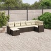 vidaXL 7 Piece Patio Sofa Set with Cushions Brown Poly Rattan - Brown and Cream without Storage 7 Items - 2 of 4