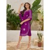 LA LEELA Women's House Daily Routine Evening Wear Loungewear Solid Casual Relaxed Caftan Knee Length Cover Up Dresses for Women 2X-3X Purple, Solid - 2 of 4