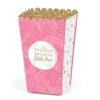 Big Dot of Happiness Pink Twinkle Twinkle Little Star - Baby Shower or Birthday Party Favor Popcorn Treat Boxes - Set of 12