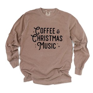 Simply Sage Market Women's Coffee and Christmas Music Long Sleeve Garment Dyed Tee - 1 of 4