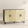 Boho Kitchen Cabinet, Buffet Cabinet with 4 Rattan Doors and Adjustable Shelves for Dining Room - 3 of 4
