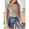 Coolmee Women's Fall Winter Turtleneck Cropped Sweater Causal Ribbed Knit Long Sleeve Pullover Jumper Tops - 4 of 4
