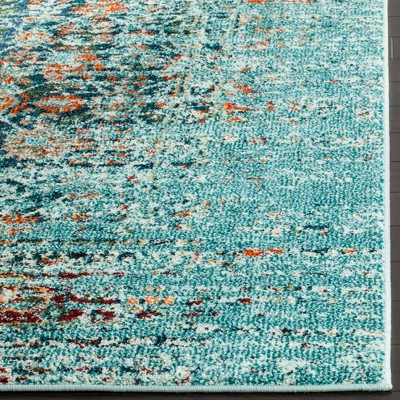 Boho Chic Blue and Multi High Pile Square Area Rug